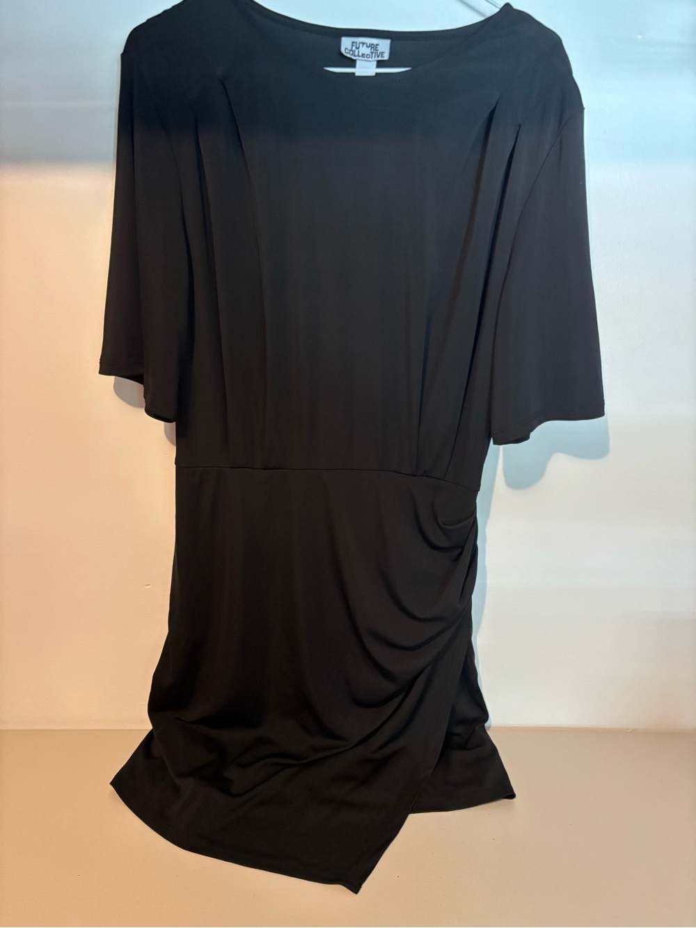 Black Women’s Draped Short Sleeve Dress